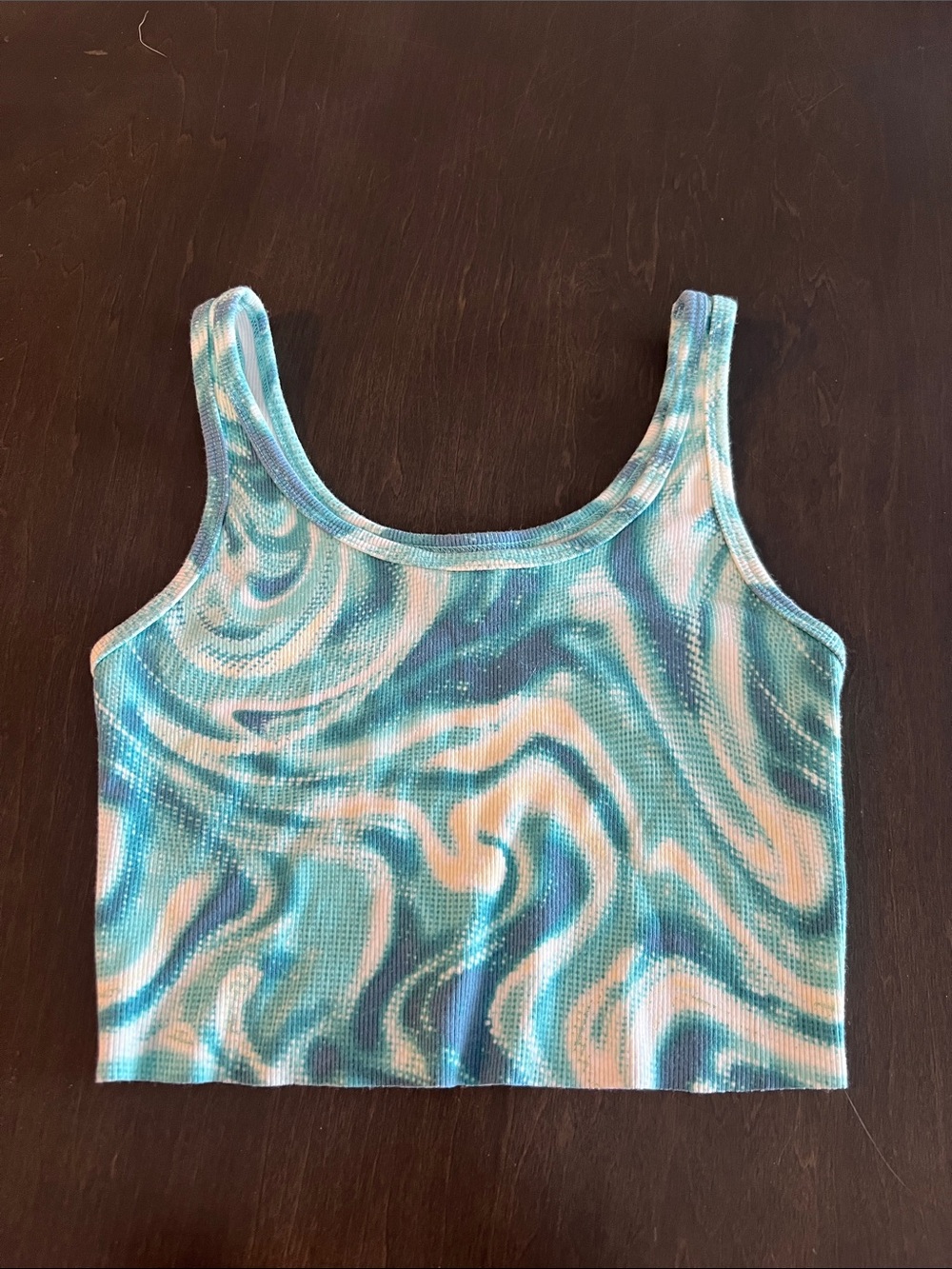 wild fable Blue and White Swirl Ribbed Crop Tank